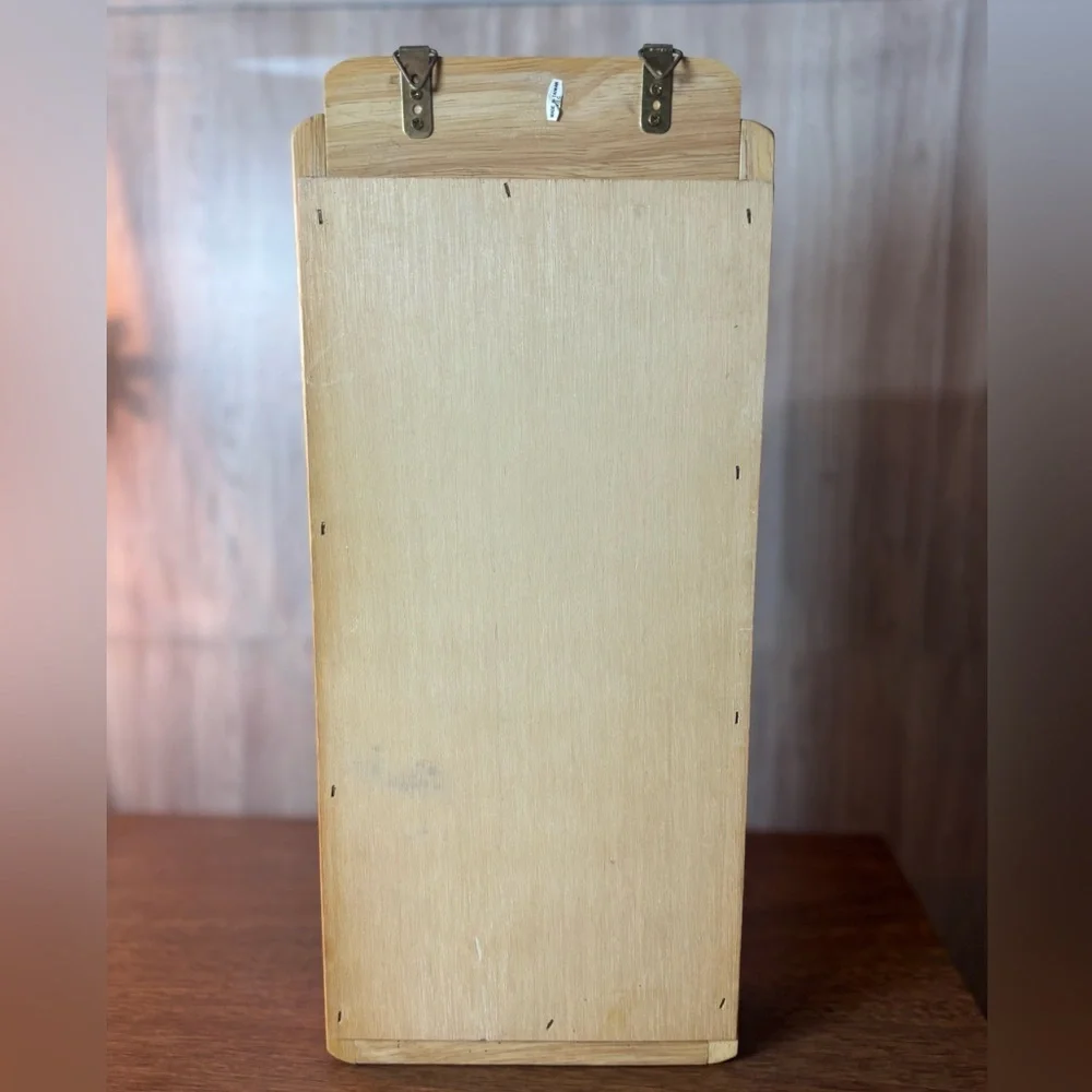 Vintage Wooden Wall Mail & Key Organizer in Light Honey
